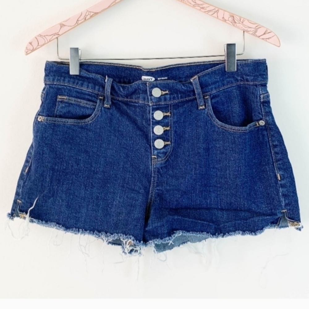 Old Navy Boyfriend Cut Off Blue Jean Denim Shorts Button Fly Women's Size 4 EUC